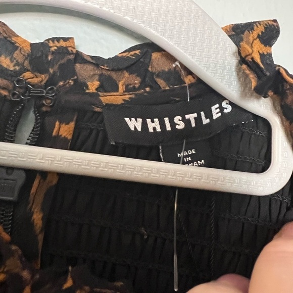 NWOT Whistles Women's Brown Classic Leopard Shirred Dress - Picture 6 of 13